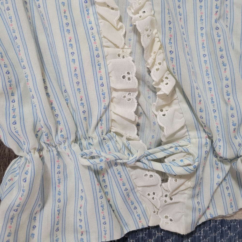 Vintage Girls Dress & Top Set Shabby Chic Prairie Calico Floral Cottagecore 8 - Picture 7 of 16